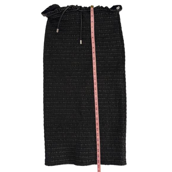 NEW NWT A.L.C. Black Drawstring Jaclyn Shirred Coated Midi Skirt Size 8 - Picture 13 of 16